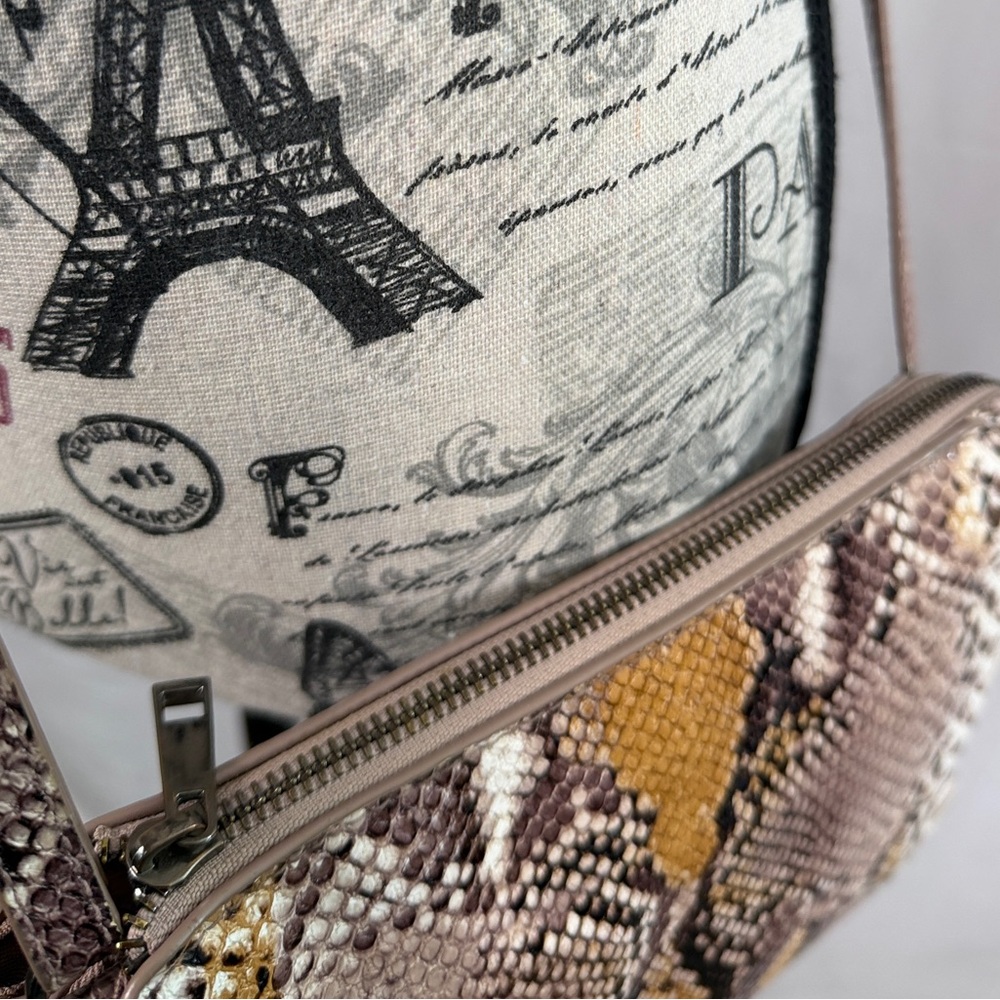 A New Day Faux Snakeskin Crossbody Bag | Brown & Tan | Adj Strap - Picture 5 of 13